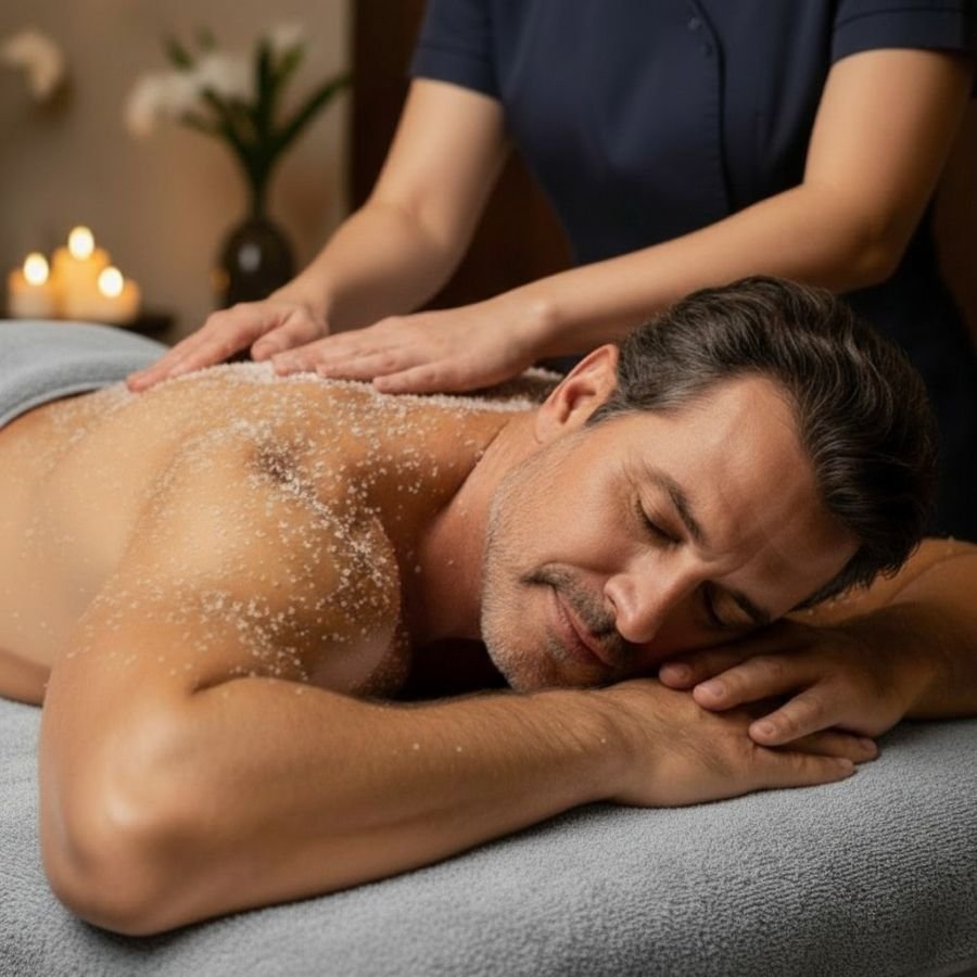 Esfoliação + massagem hidratante no Bóson Spa em Botafogo RJ para renovação da pele e relaxamento profundo.