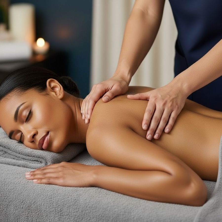 Massagem terapêutica no Bóson Spa em Botafogo RJ para alívio de tensões musculares, relaxamento profundo e recuperação corporal.