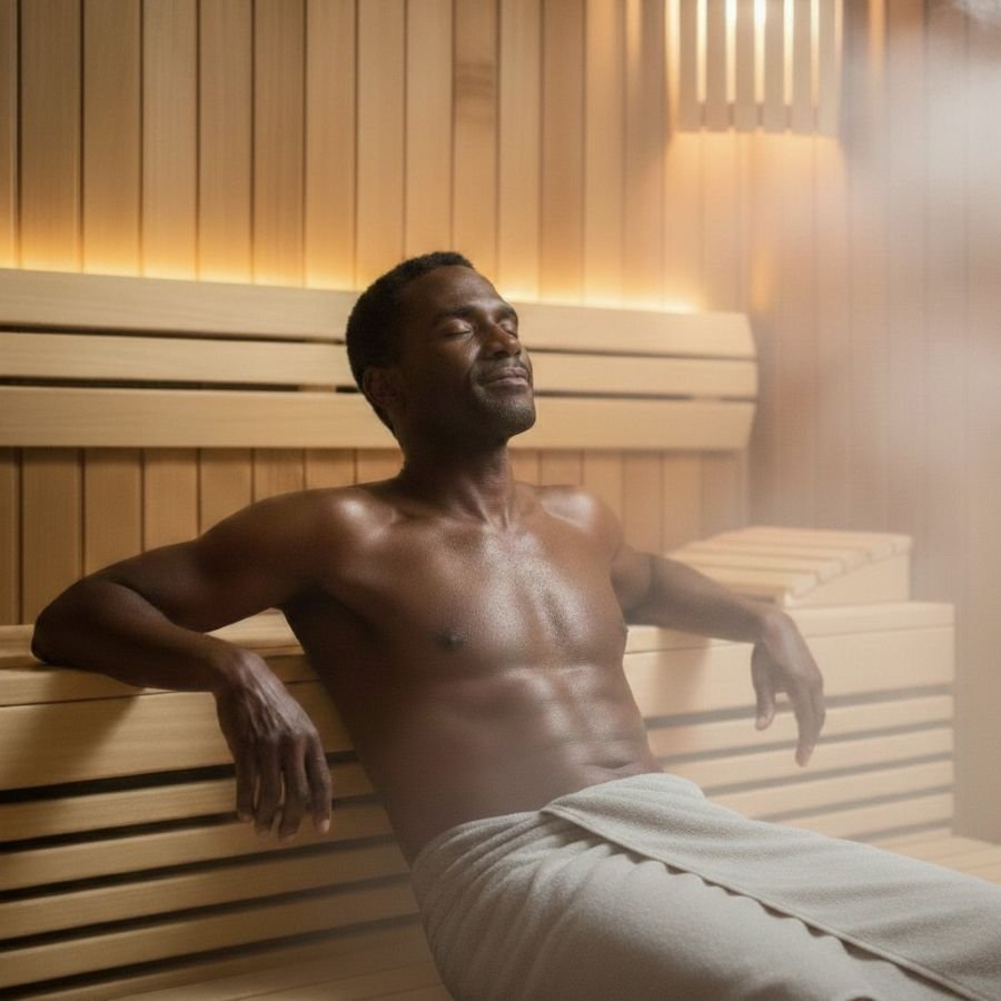 Terapias de bem-estar: o calor terapêutico da sauna purifica o corpo, ativa a circulação e promove o relaxamento.